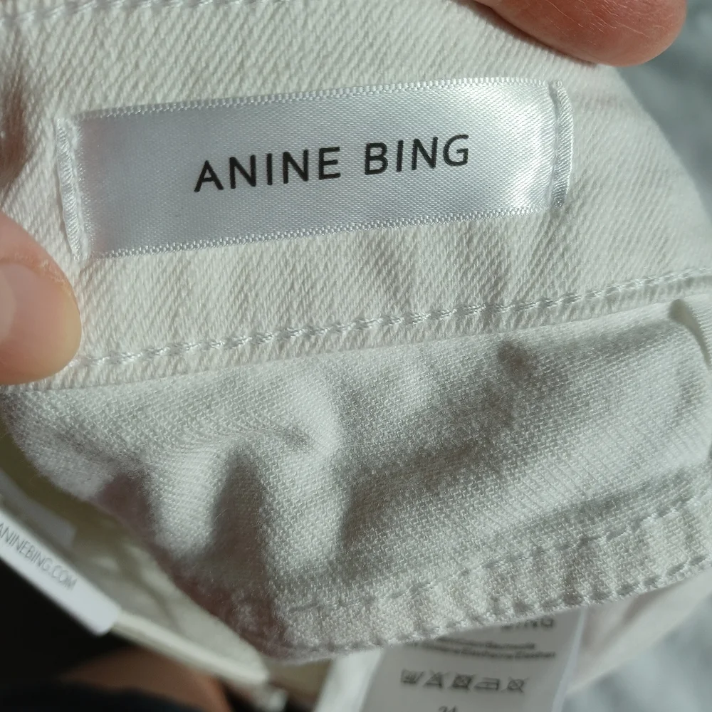 NWT Anine Bing Jeans Skinny White Knee Slit Frayed Low Rise Grunge Indie Sleeze - Picture 14 of 16